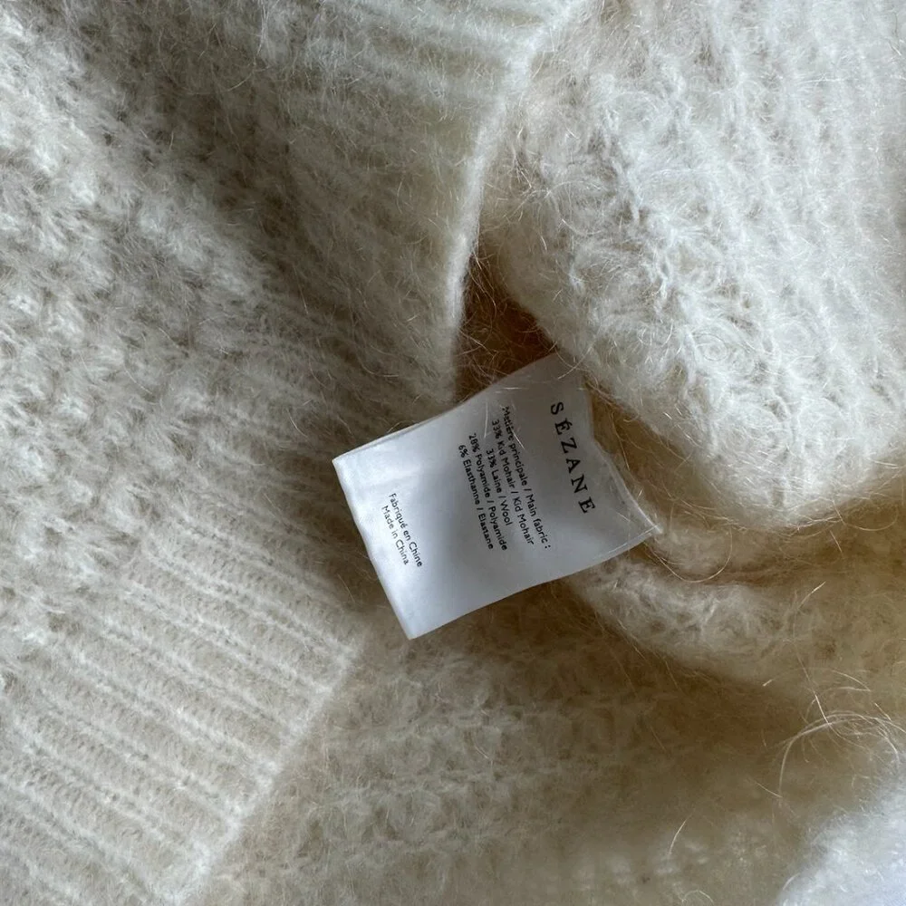 sezane wool waffle knit cottagecore cardigan - Picture 2 of 3